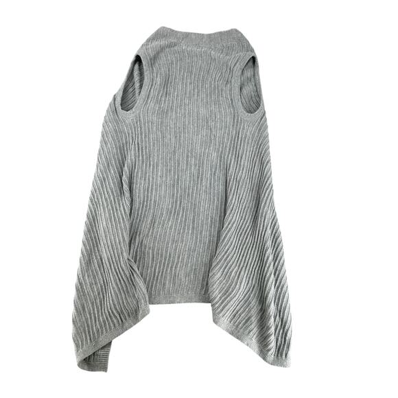 Neiman Marcus Gray Knit Open Waterfall Long Cardigan Large Soft Sweater - Picture 3 of 5